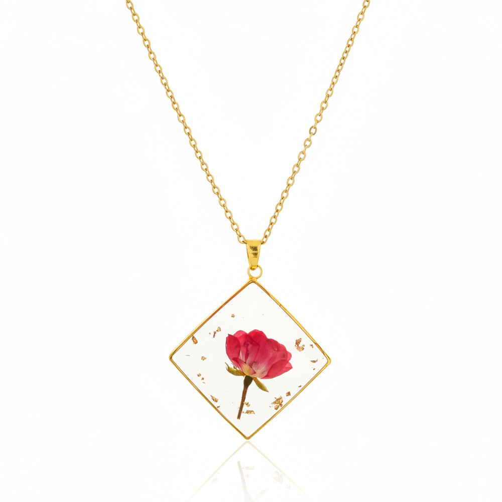 Dried Real Flower Resin Pendant chain for girls | Anniversary Gift