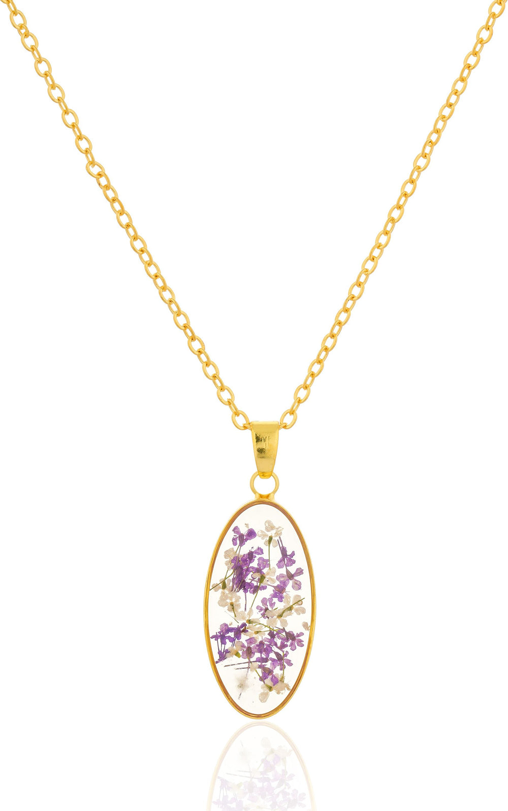 Dried hydrangeas Real Flower Resin Pendant chain for girls