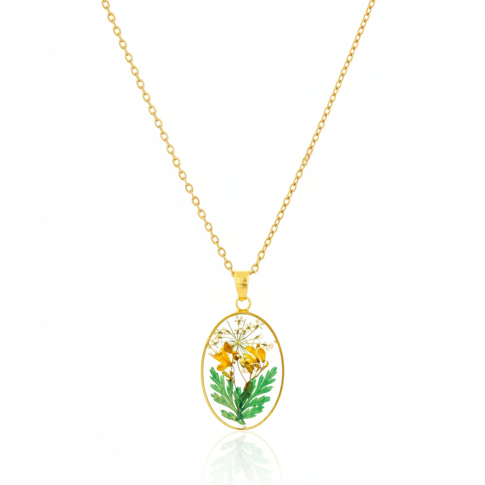 Dried Real Flower Resin Floral Pendant chain for girls