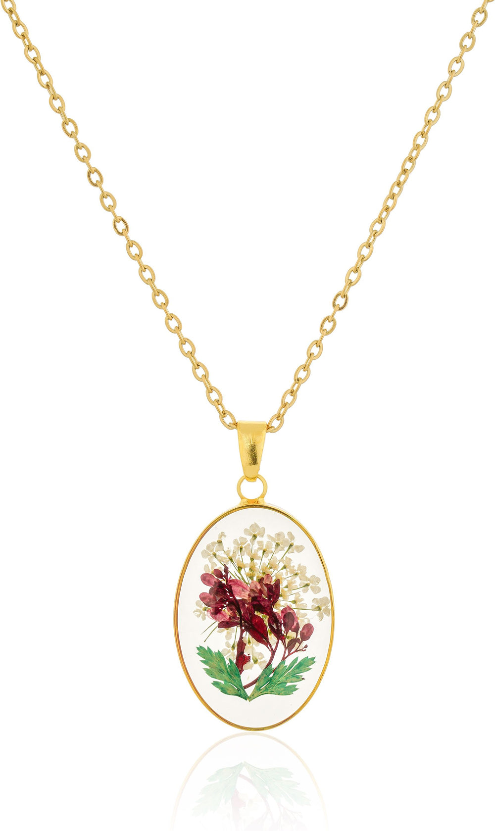 Dried Real Flower Resin Floral Pendant chain for girls