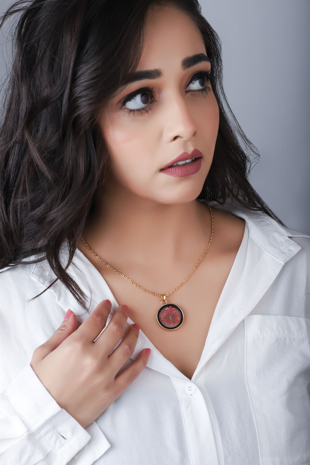 Dried Red Cardinal Real Flower Resin Pendant chain for girls|Anniversary Gift|