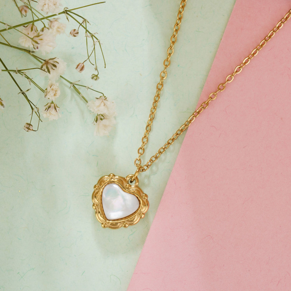 Gold Heart Opal Pendant Chain for Girls Women|Stylish Chain for Every Occasion