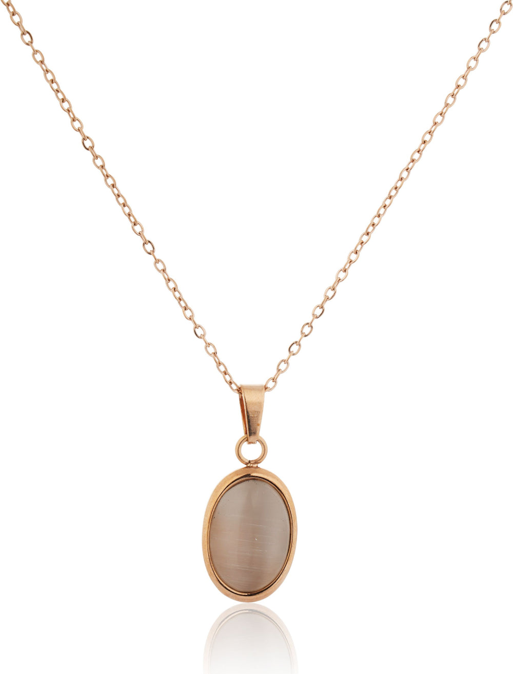 Ivory Opal Pendant Chain for Girls Women|Rose Gold Plated|Anniversary Gift|