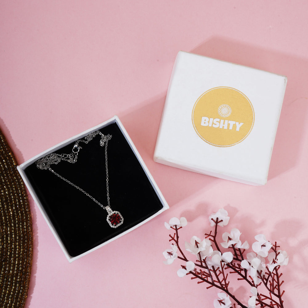 Purple Square Cut Pendant Chain for Girls Women|Birthday & Anniversary Gift|