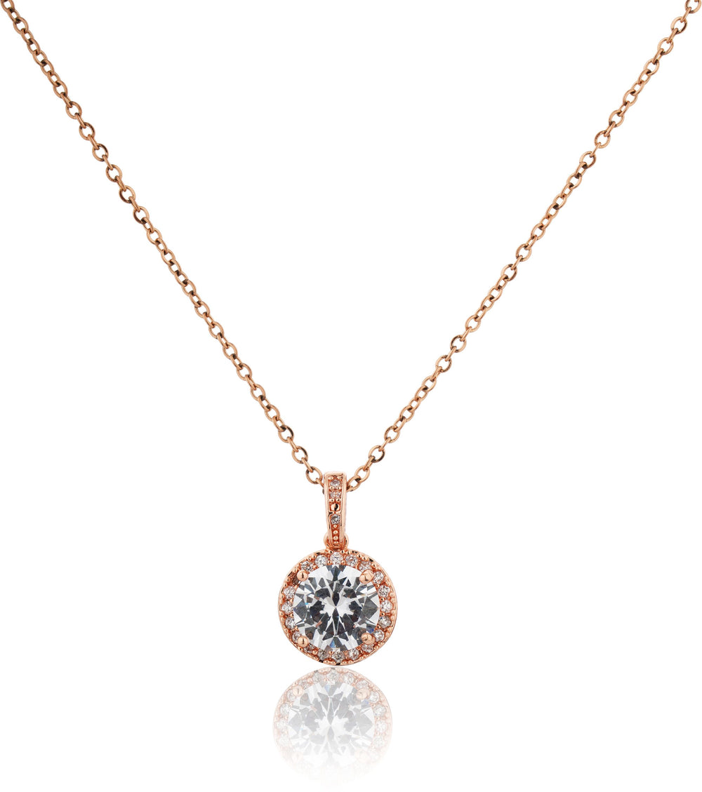Rose Gold Round Cut Pendant Chain for Girls Women|Birthday & Anniversary Gift|