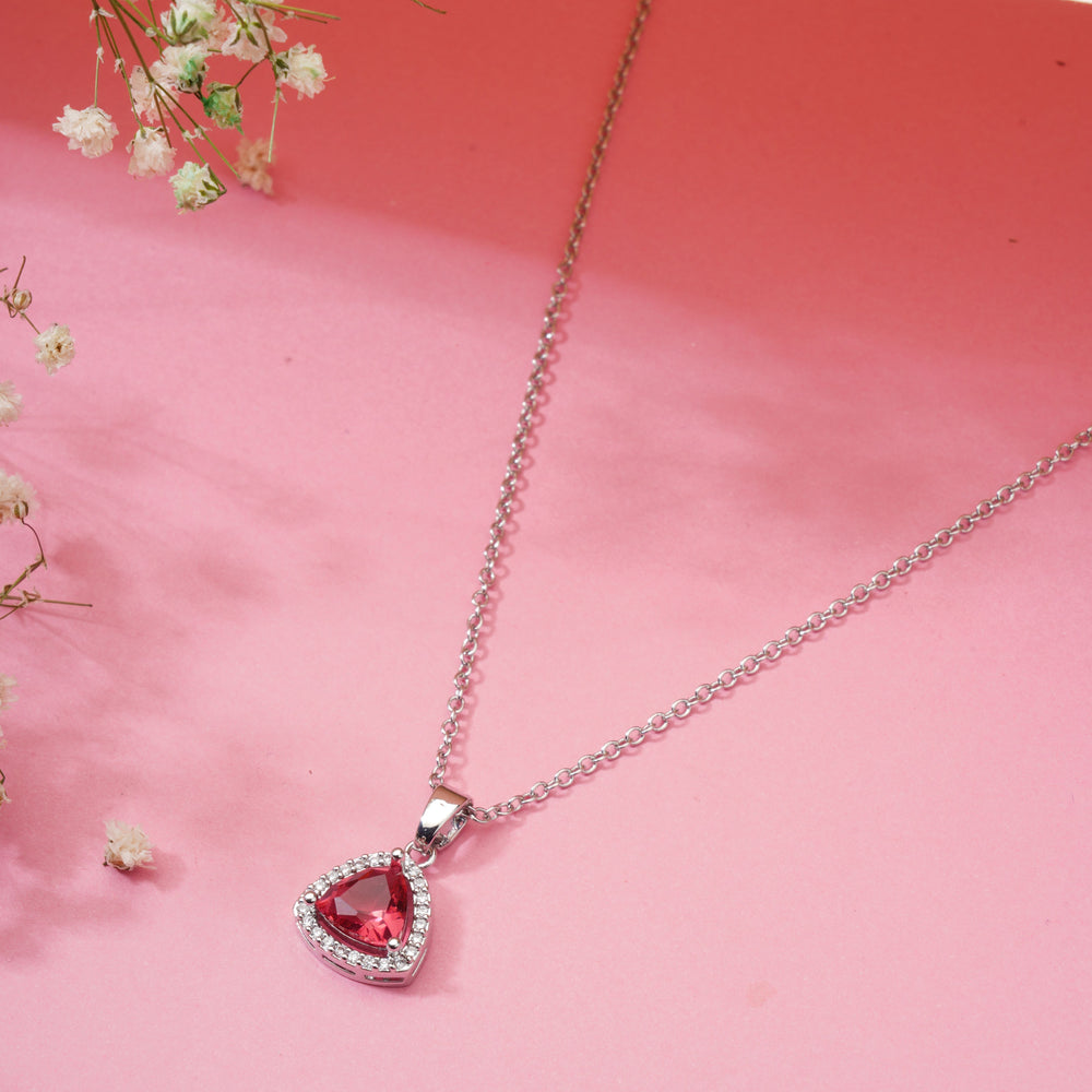 Ruby Cut Pendant Chain for Girls Women|Birthday Anniversary Gift|Anti Tarnish|