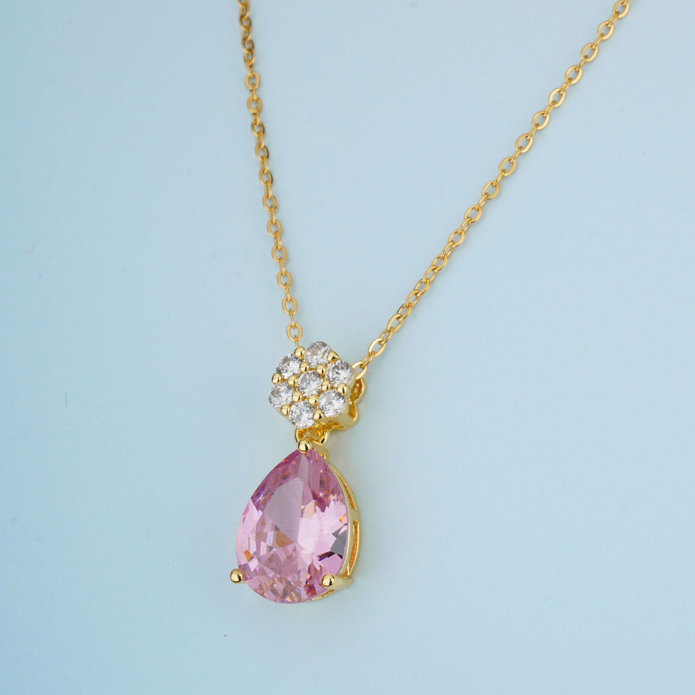 Elegant Anti Tarnish Stone Pendant Chain – Perfect Valentine's Day Gift for Girls & Women.