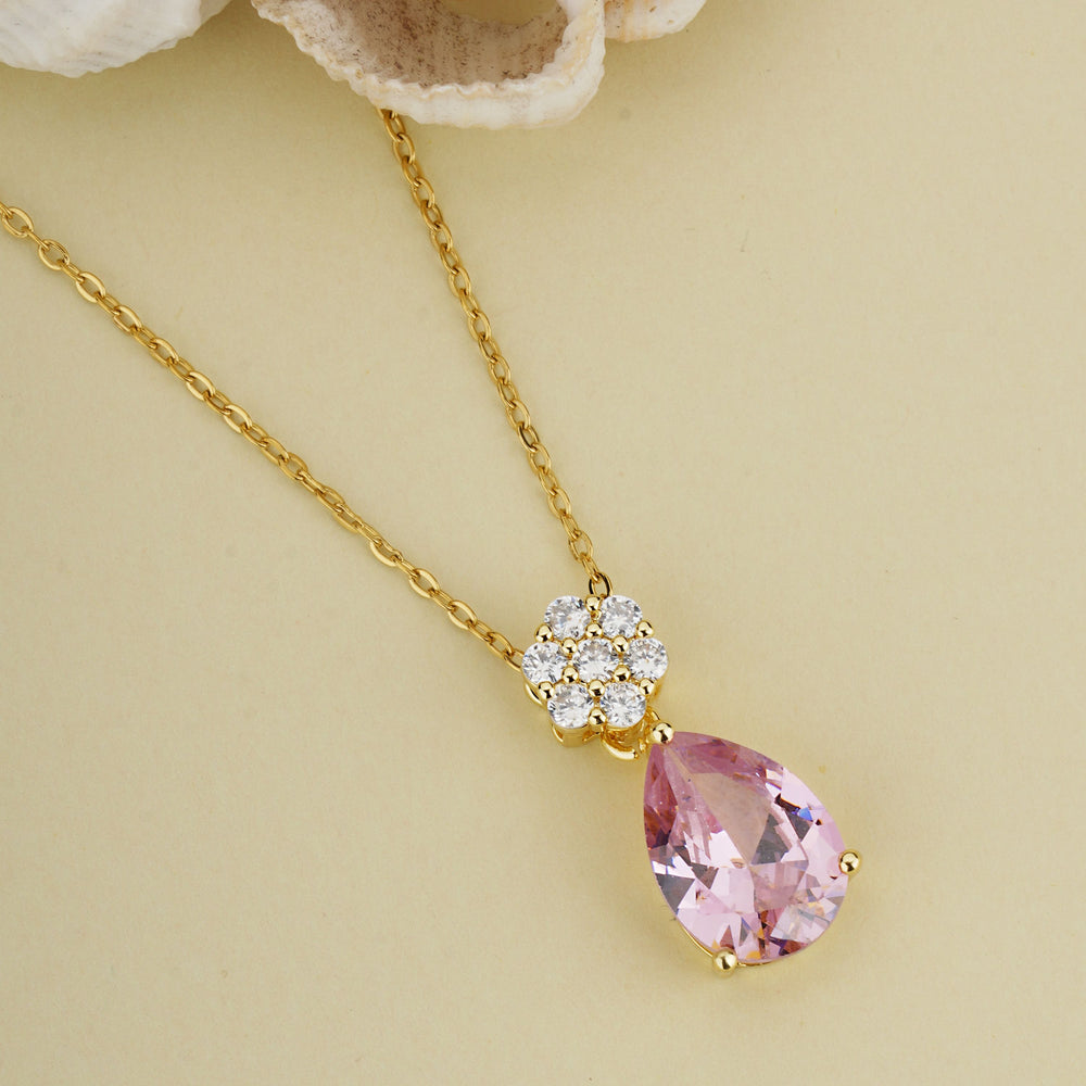 Elegant Anti Tarnish Stone Pendant Chain – Perfect Valentine's Day Gift for Girls & Women.