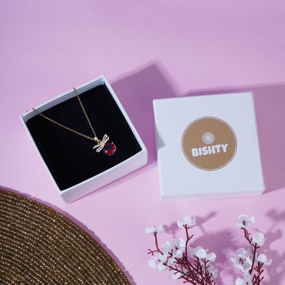 Red Stone Anti Tarnish Anti Allergic Skin Safe chain girls