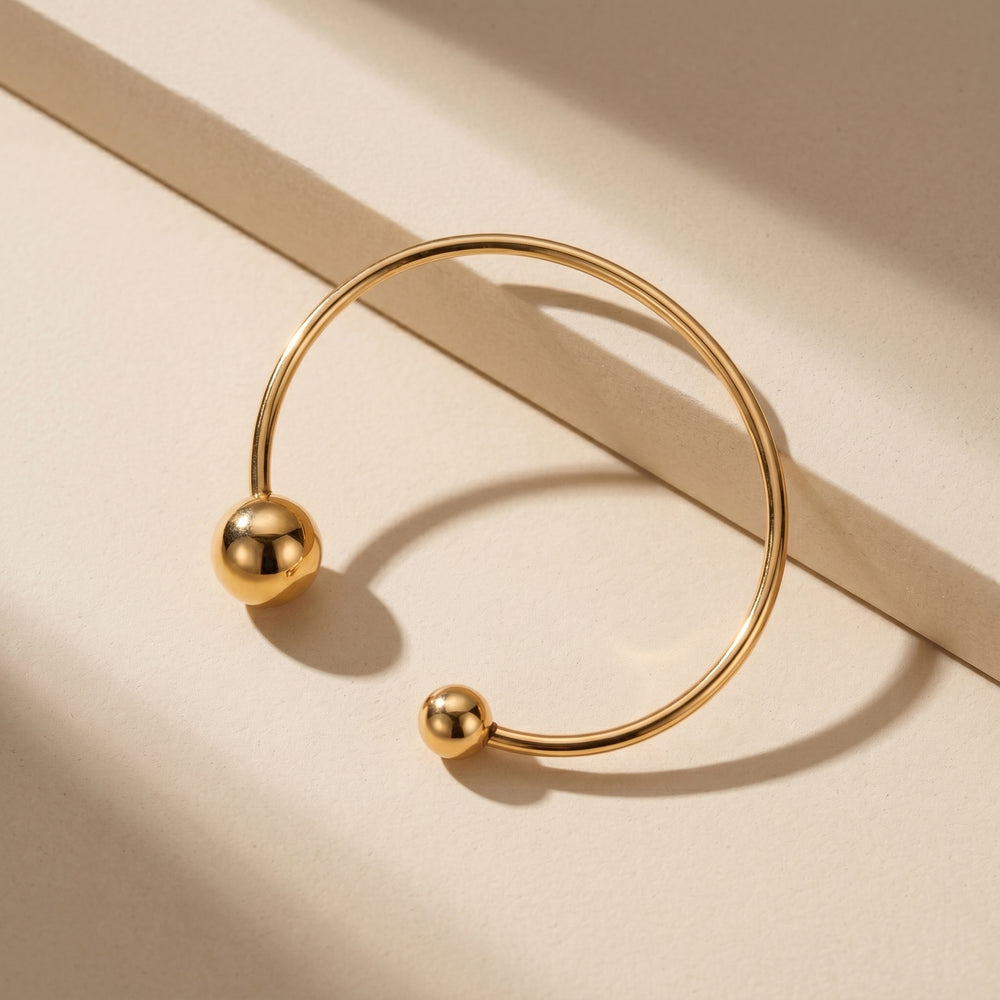 Modern High-Polish Gold Geometric Open Bangle Jewellery for part wear