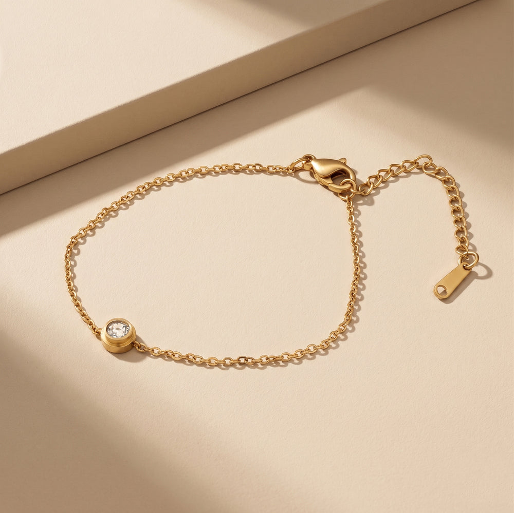 Minimalist Gold Toned Thin Link Chain Bracelet with Charm fo Festivals and Functions