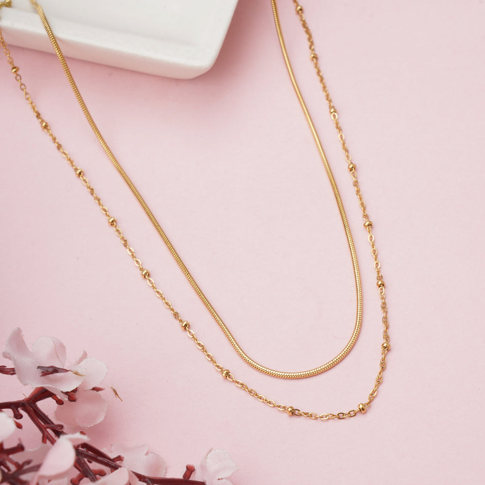 Minimalist Double Layered Gold Chain Necklace