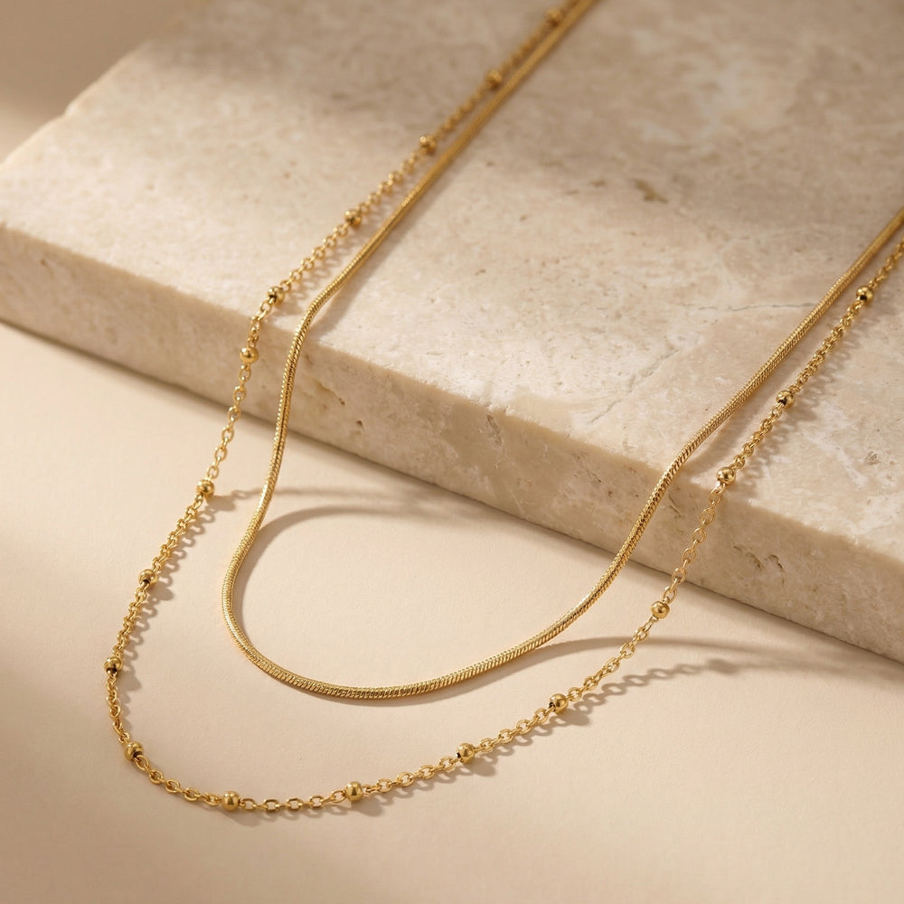 Minimalist Double Layered Gold Chain Necklace