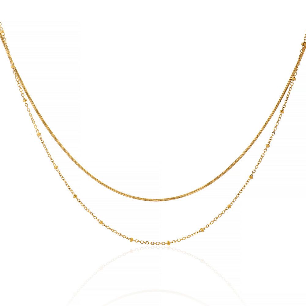 Minimalist Double Layered Gold Chain Necklace