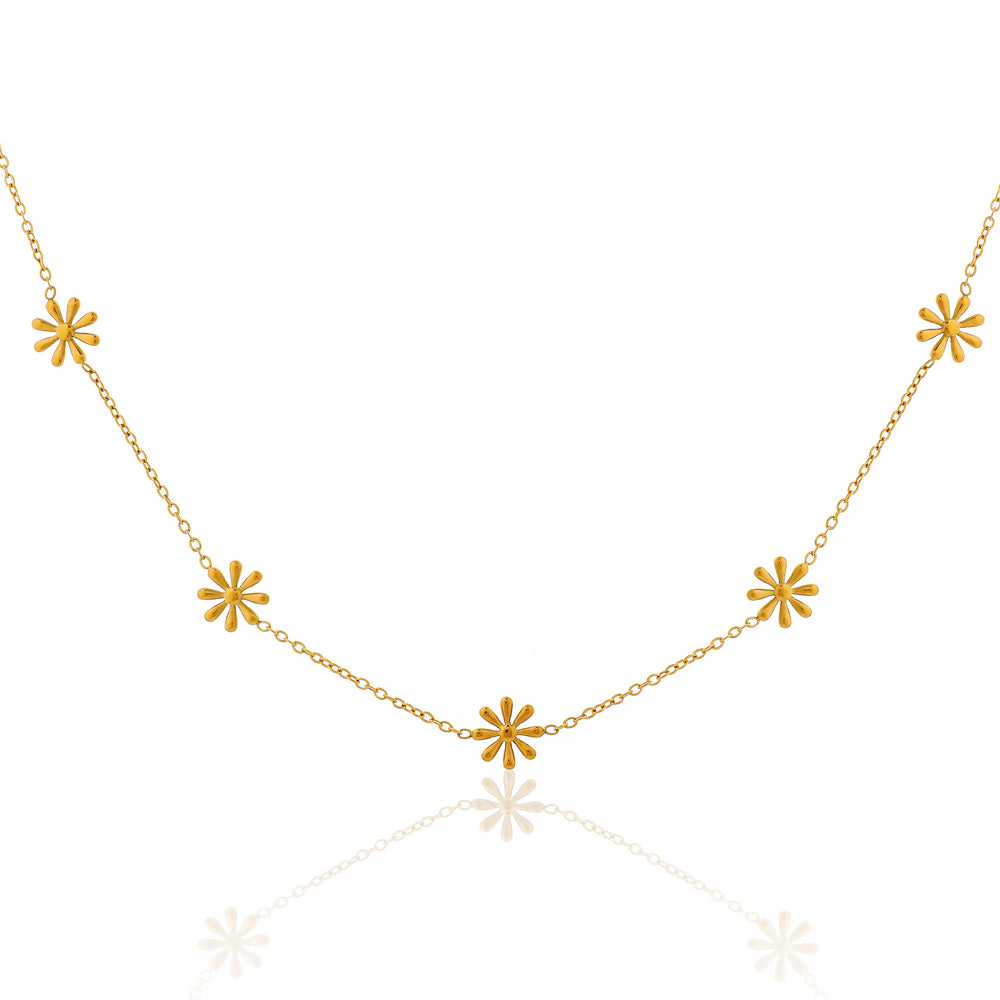 Elegant Daisy Flower Station Necklace