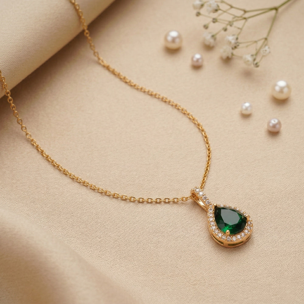 Pear Cut Emerald Green Gemstone Pendant