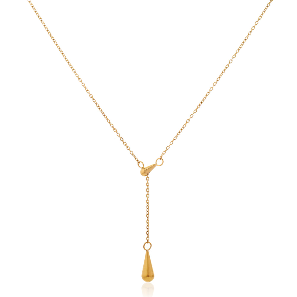 Sleek Teardrop Lariat Drop Necklace