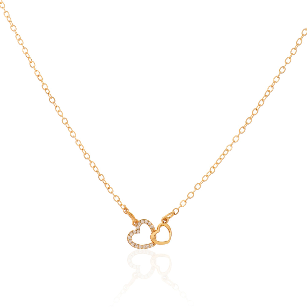 Sparkling Interlocking Double Heart Pendant Necklace