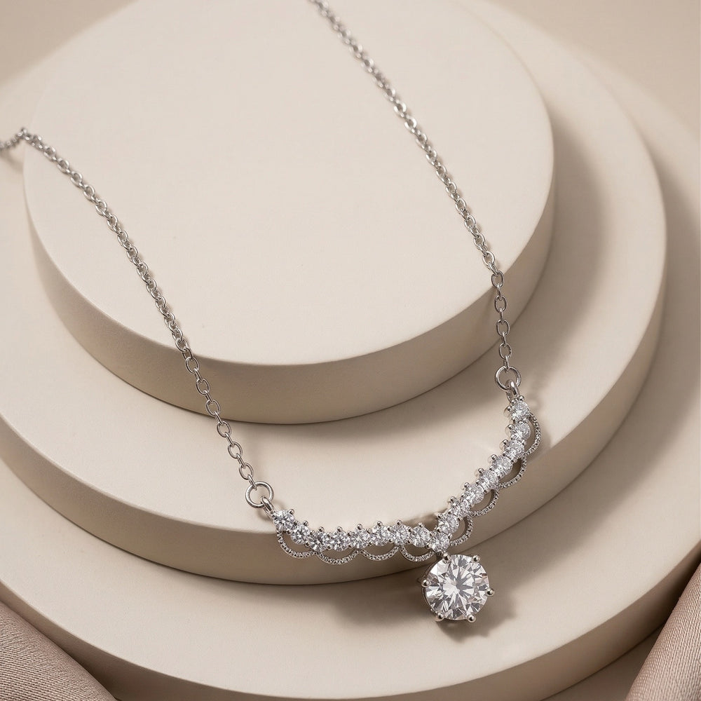 Luxury Scalloped Crystal Fringe Statement Necklace