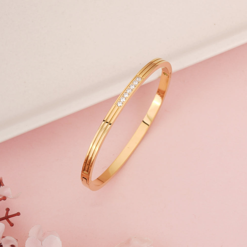 Elegant Gold Toned Party Wear Kada with Crystal Detail for Girls