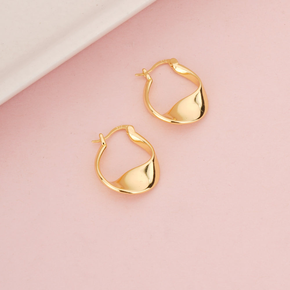 Classic Gold Plated Twisted Chunky Hoop Earrings