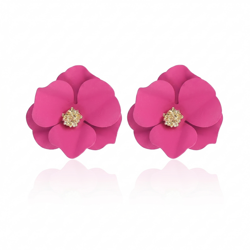Pink Flower shaped Stud Earrings|Gifts for Girlfriend|Gift for Women