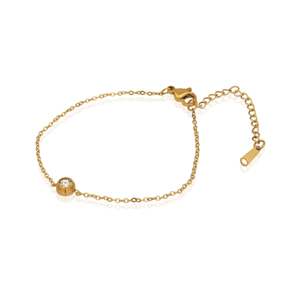 Minimalist Gold Toned Thin Link Chain Bracelet with Charm fo Festivals and Functions