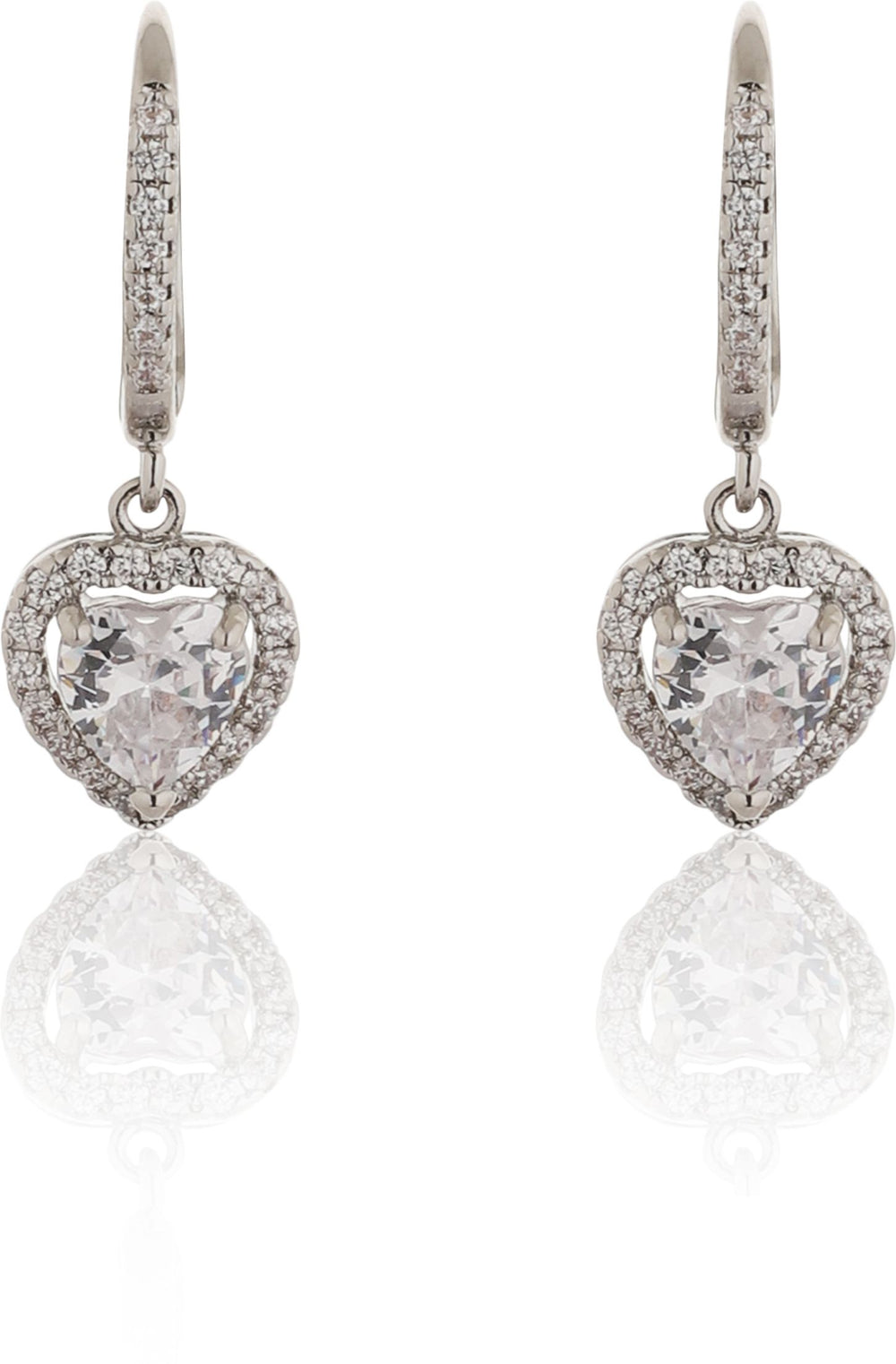 Silver Heart Zircon Drizzle Earrings|Gift for Girlfriend|Gift for Women Girls|