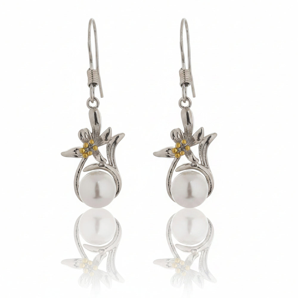 Flower Pearl Dangle Stud Earrings|Gifts for Girlfriend|Gift for Women & Girls|