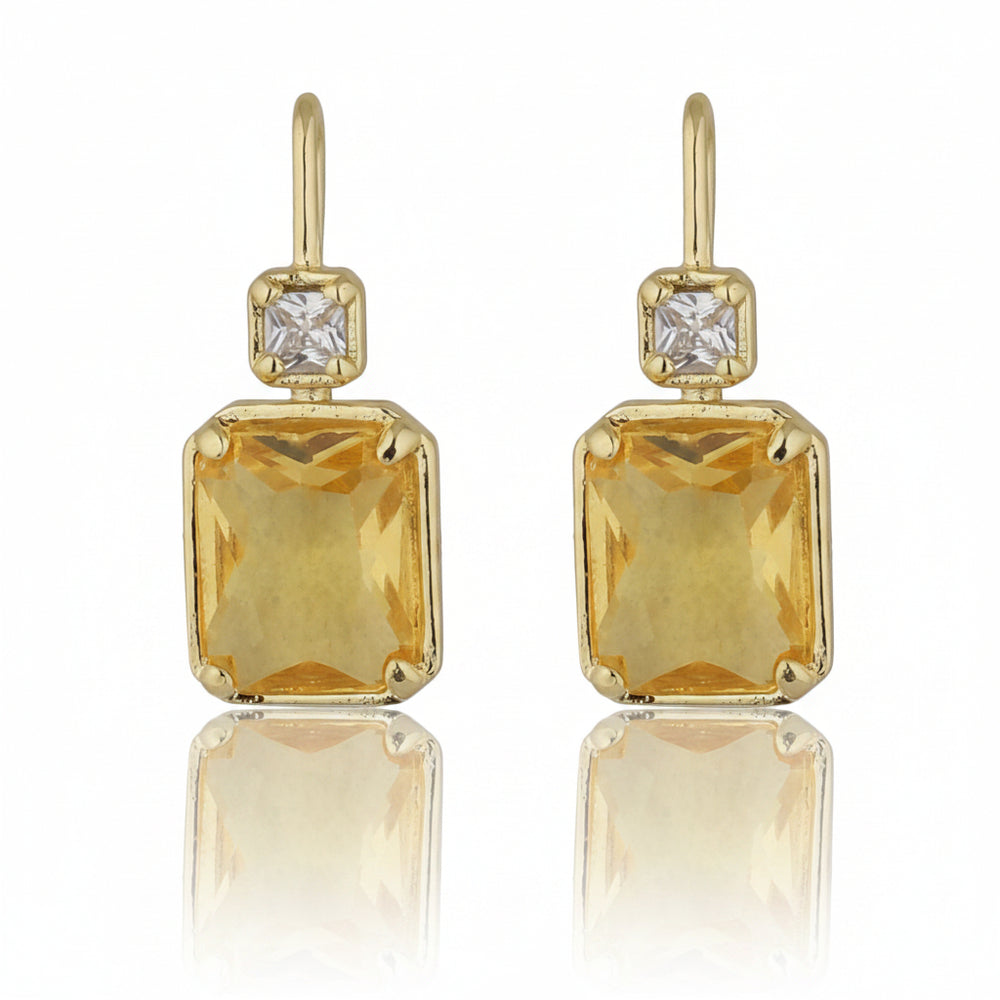 Yellow Square Cut Stud Earrings|Gifts for Girlfriend|Gift for Women & Girls|