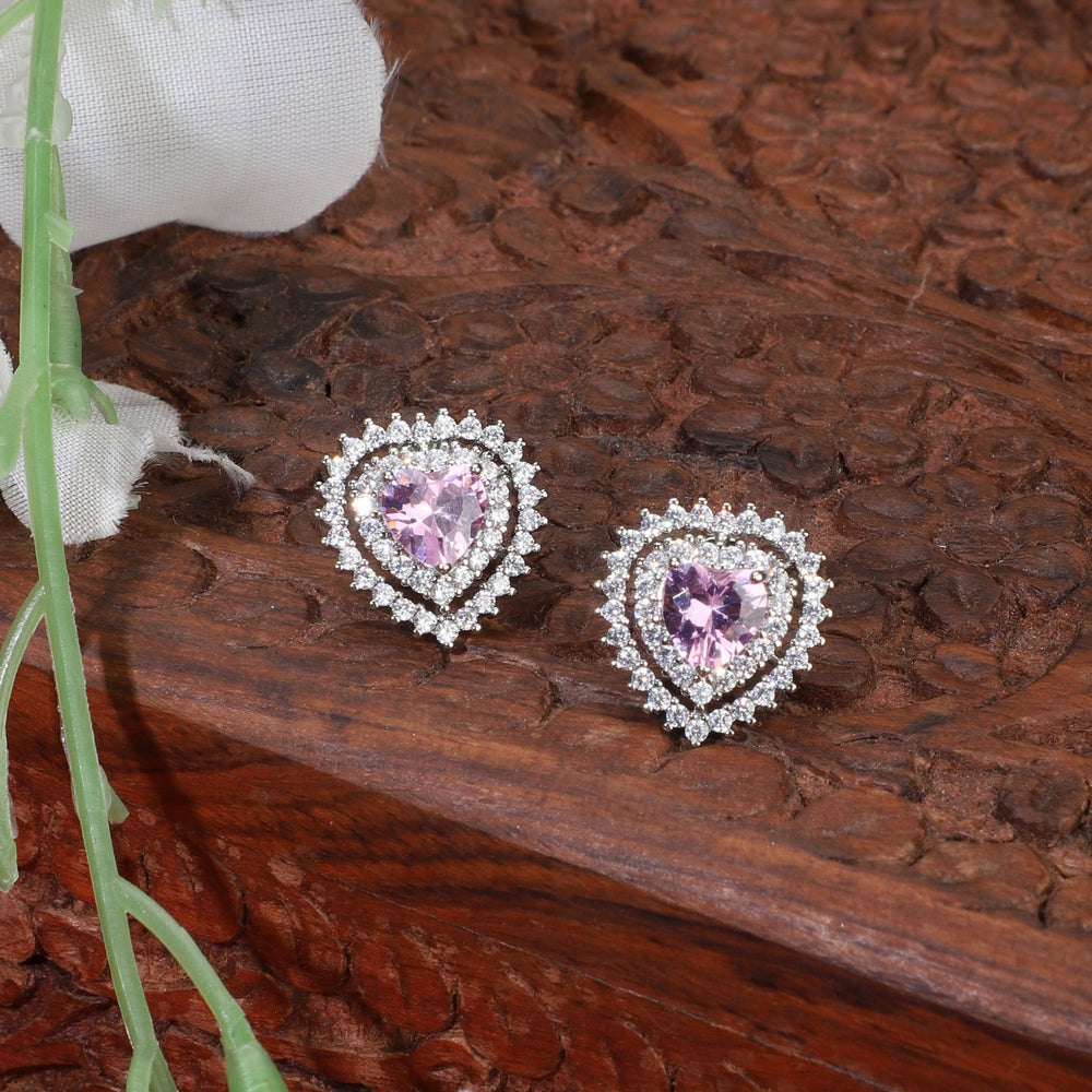 Pink heart shaped Dangle Stud Earrings|Gift for Girlfriend|Gift for Women Girl|