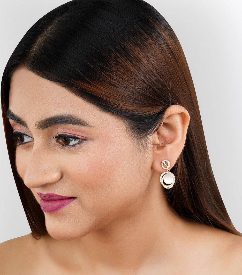 Pearl Oval Drop Dangle Stud Earrings|Gift for Girlfriend|Gift for Women Girls|