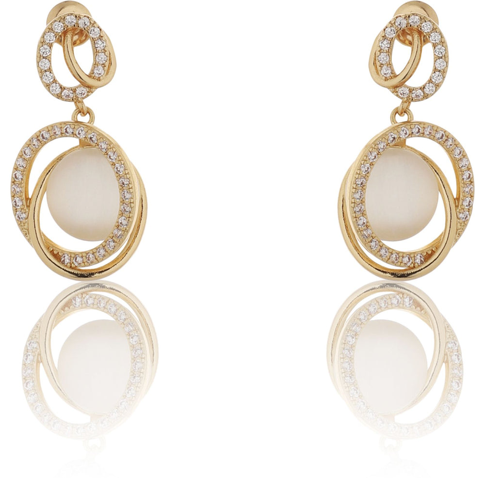 Gold Oval Pearl Dangle Stud Earrings|Gift for Girlfriend|Gift for Women Girls|