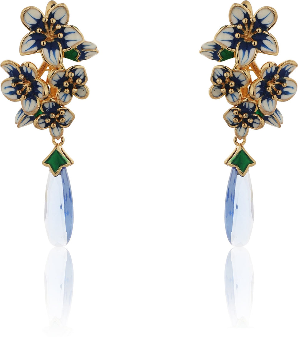 Blue Flower Enamel Drop Earrings|Gifts for Girlfriend|Gift for Women & Girls|