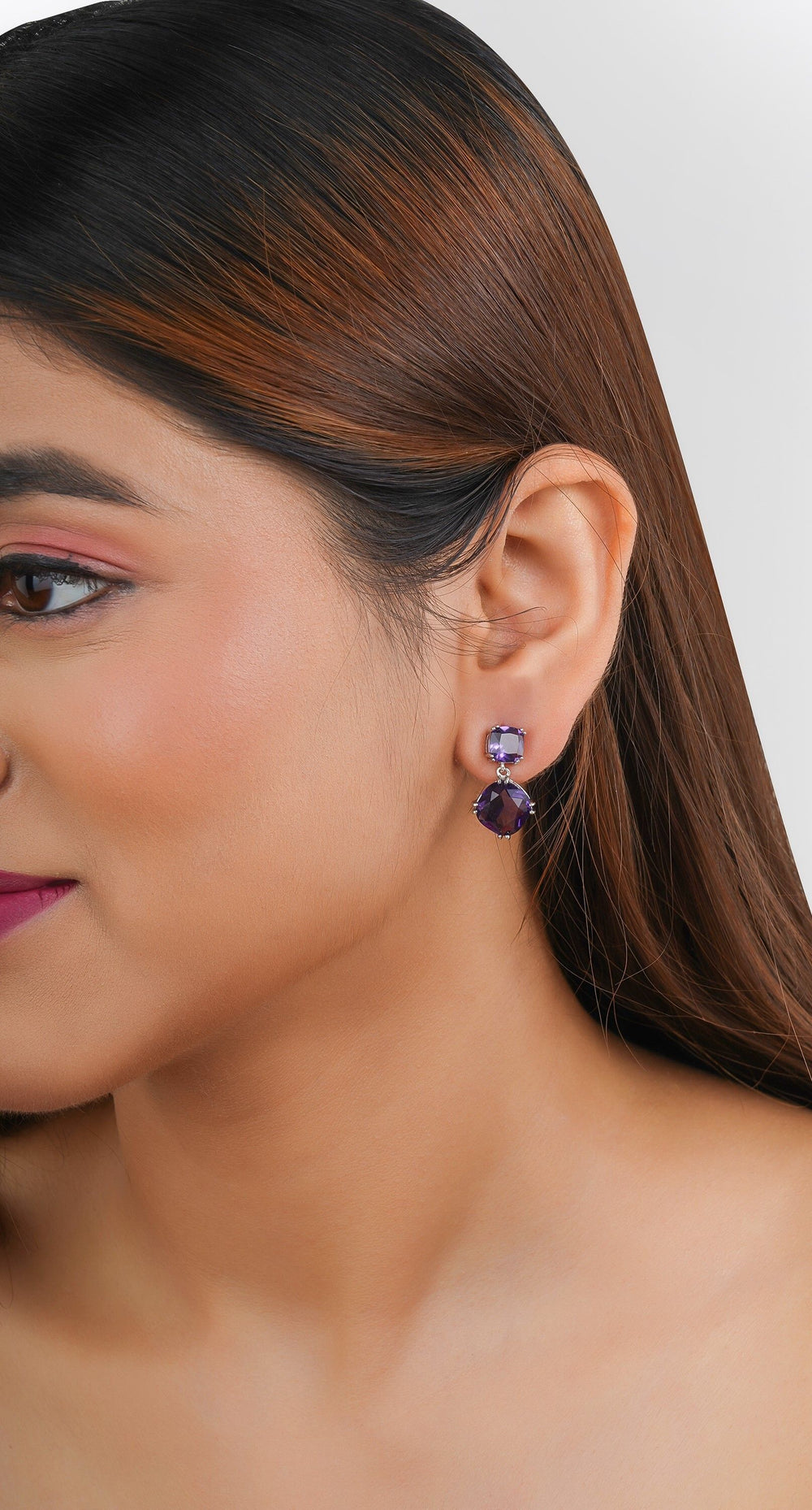 Purple Sleek Dangle Stud Earrings|Gifts for Girlfriend|Gift for Women & Girls|