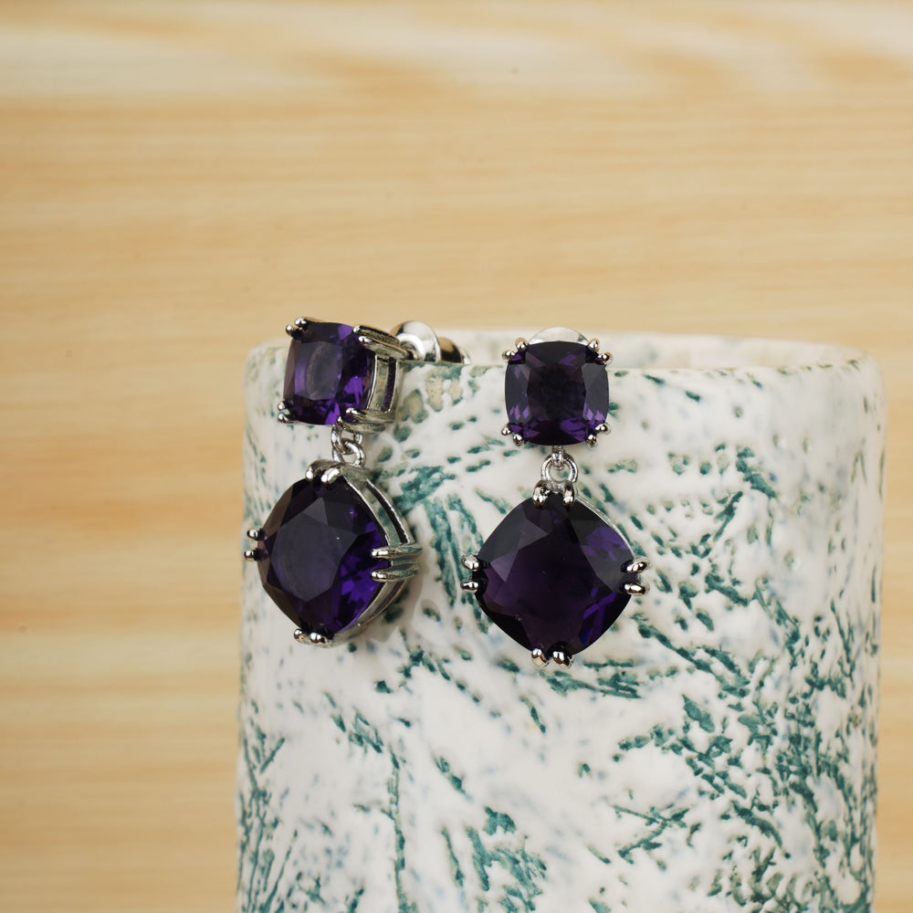 Purple Sleek Dangle Stud Earrings|Gifts for Girlfriend|Gift for Women & Girls|