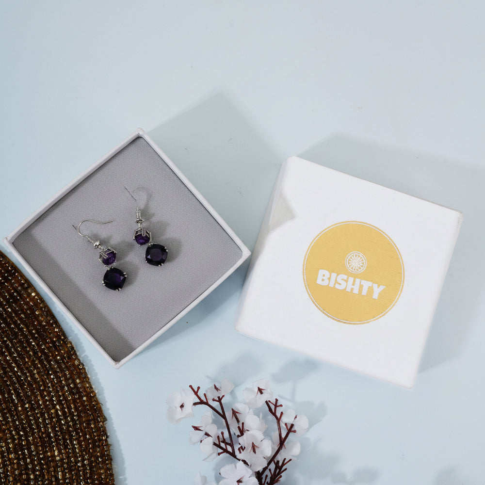 Purple Sleek Dangle Stud Earrings|Gifts for Girlfriend|Gift for Women & Girls|