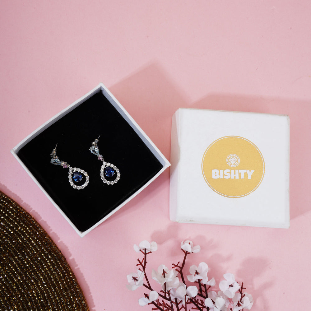 Blue Oval Drop DanglerEarrings|Gifts for Girlfriend|Gift for Women & Girls|