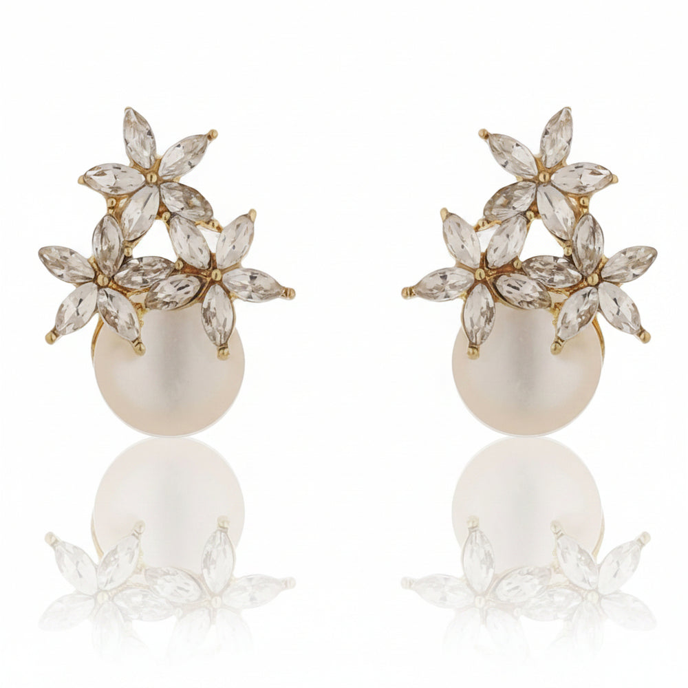 Yellow Flower Pearl Stud Earrings|Gifts for Girlfriend|Gift for Women & Girls|