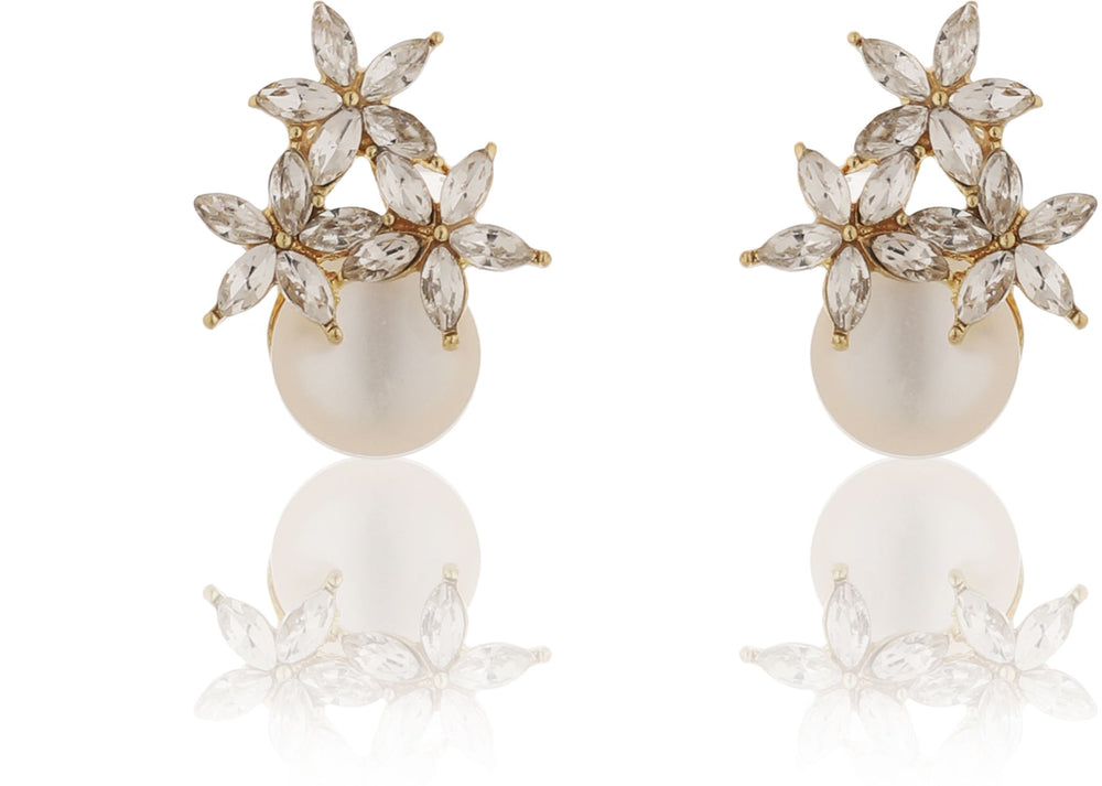 Yellow Flower Pearl Stud Earrings|Gifts for Girlfriend|Gift for Women & Girls|