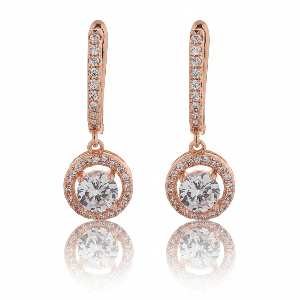 Round Cut Zircon Drop Earrings|Gift for Girlfriend|Gift for Women Girl|