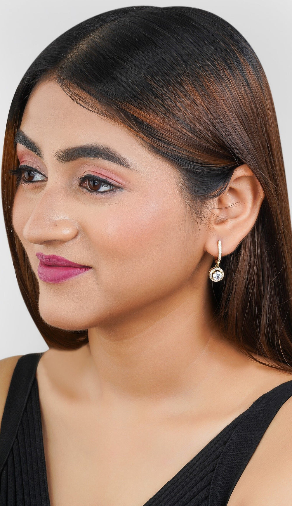 Round Cut Zircon Drop Earrings|Gift for Girlfriend|Gift for Women Girl|