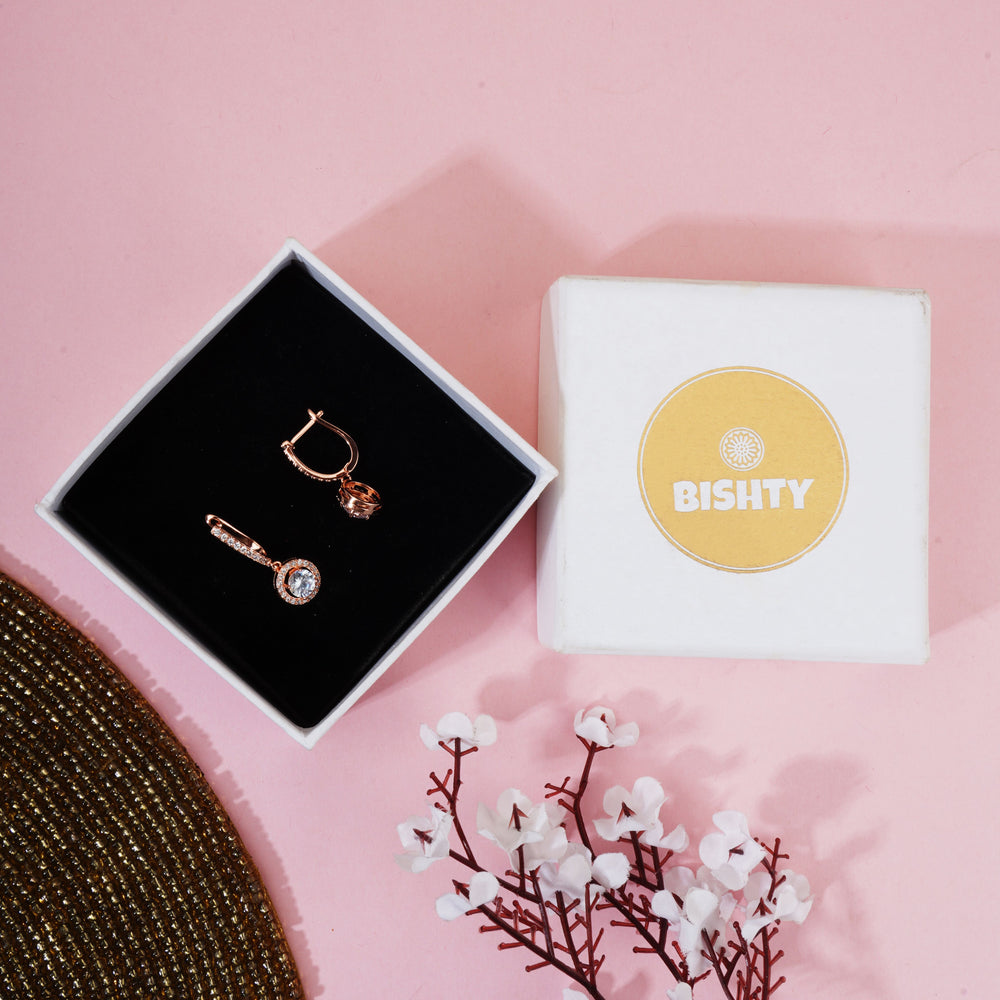 Round Cut Zircon Drop Earrings|Gift for Girlfriend|Gift for Women Girl|