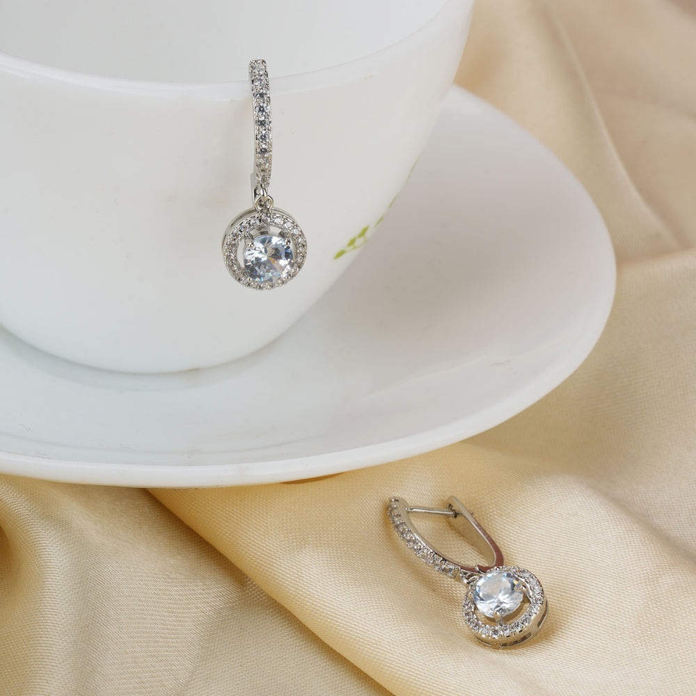 Round Cut Zircon Drop Earrings|Gift for Girlfriend|Gift for Women Girl|
