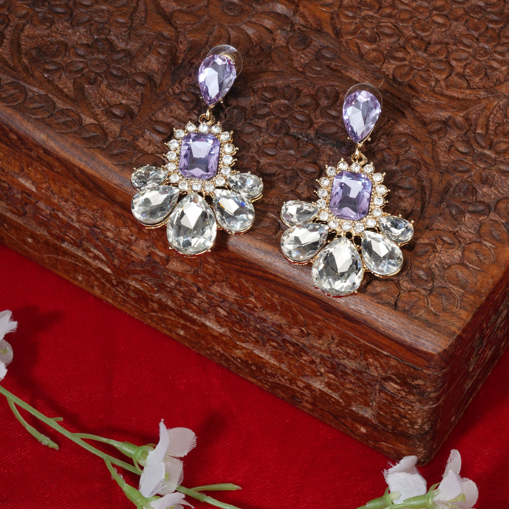 Purple Round Cut Drop Earrings|Gifts for Girlfriend|Gift for Women & Girls|