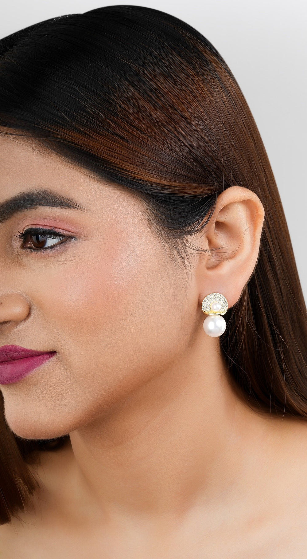 Korean Silver Pearl Elegant Stud Earrings|Anti Tarnish|Gift for Women Girls|