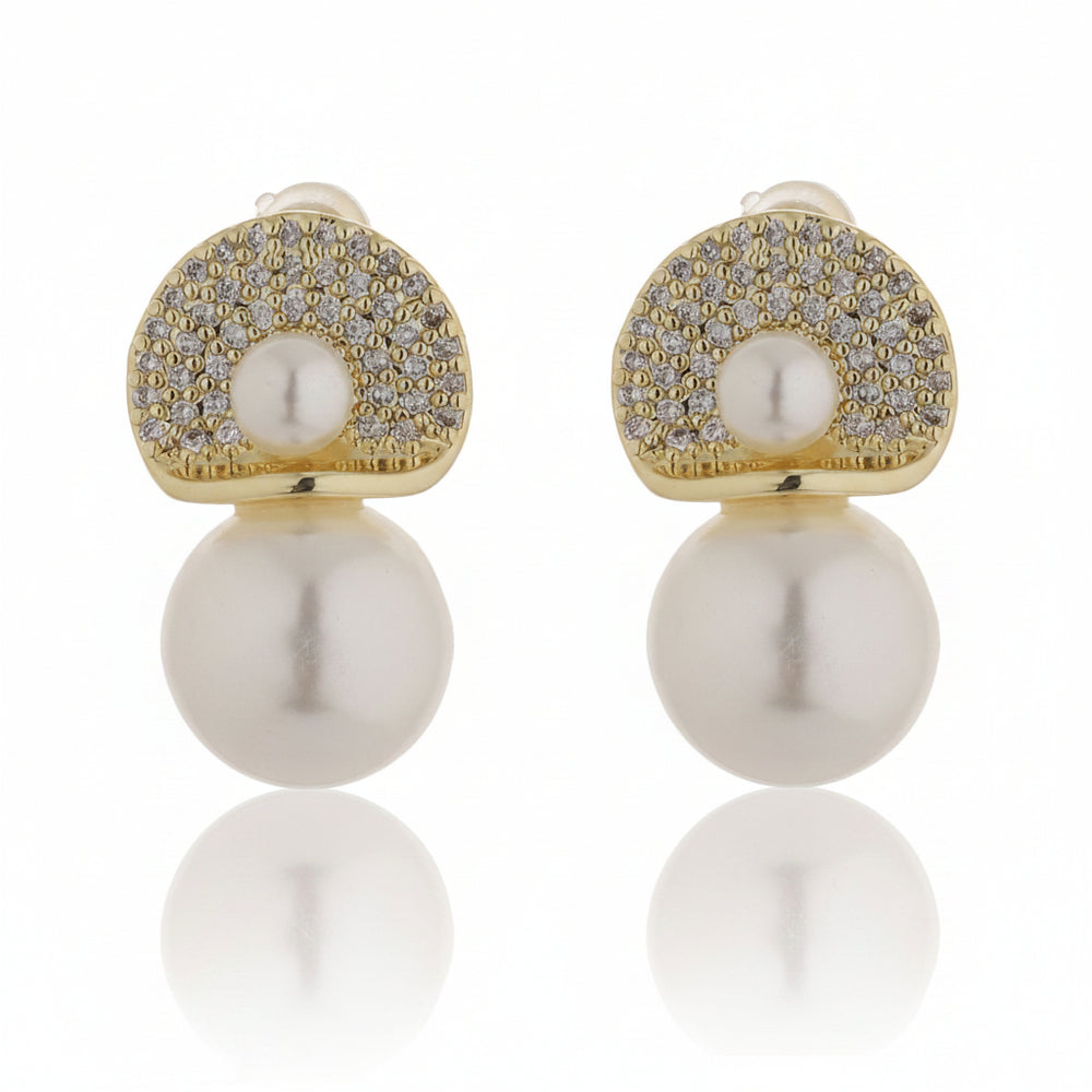 Korean Silver Pearl Elegant Stud Earrings|Anti Tarnish|Gift for Women Girls|