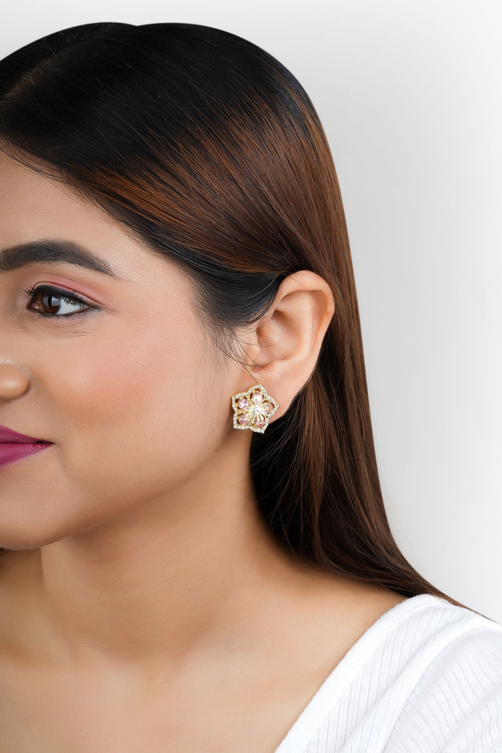 Gold Flower Stud Earrings|Gifts for Girlfriend|Gift for Women & Girls|