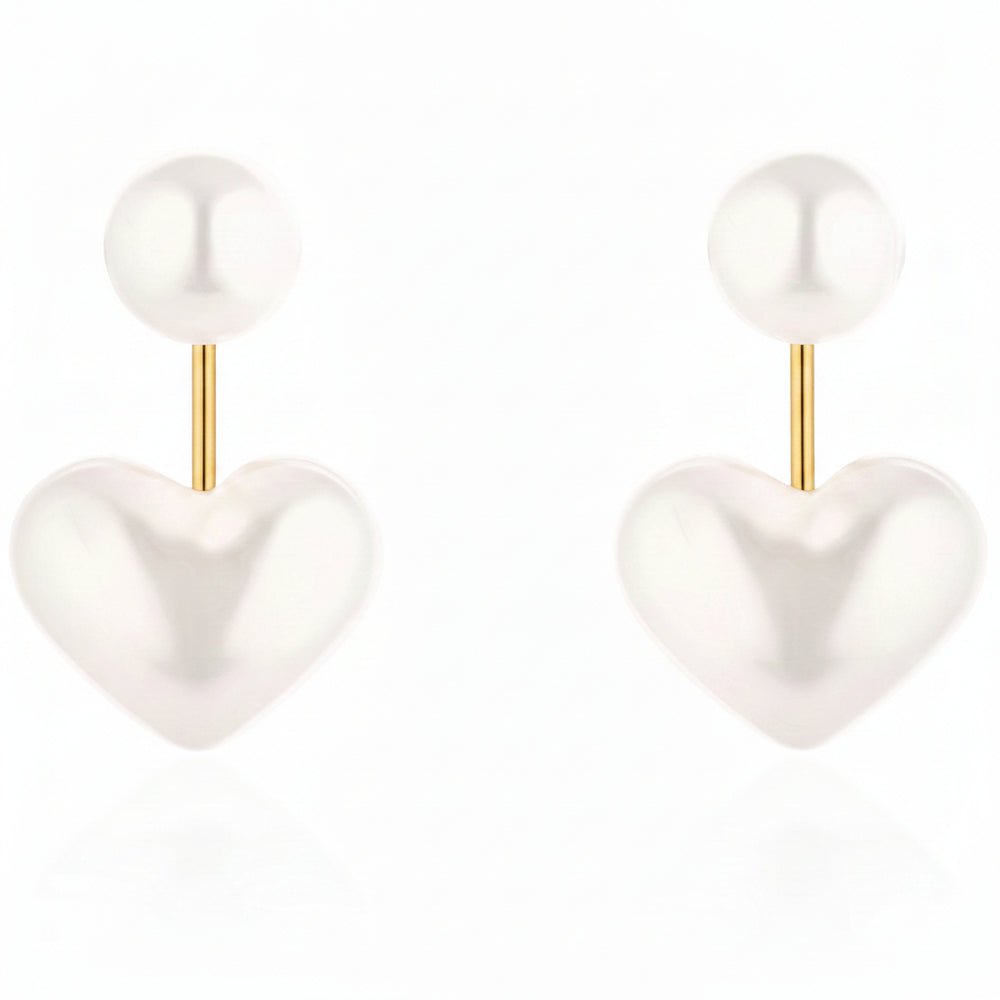 White Pearl Heart shaped Stud Earrings|Gifts for Girlfriend|Gift for Women