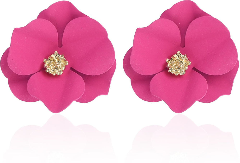 Pink Flower shaped Stud Earrings|Gifts for Girlfriend|Gift for Women